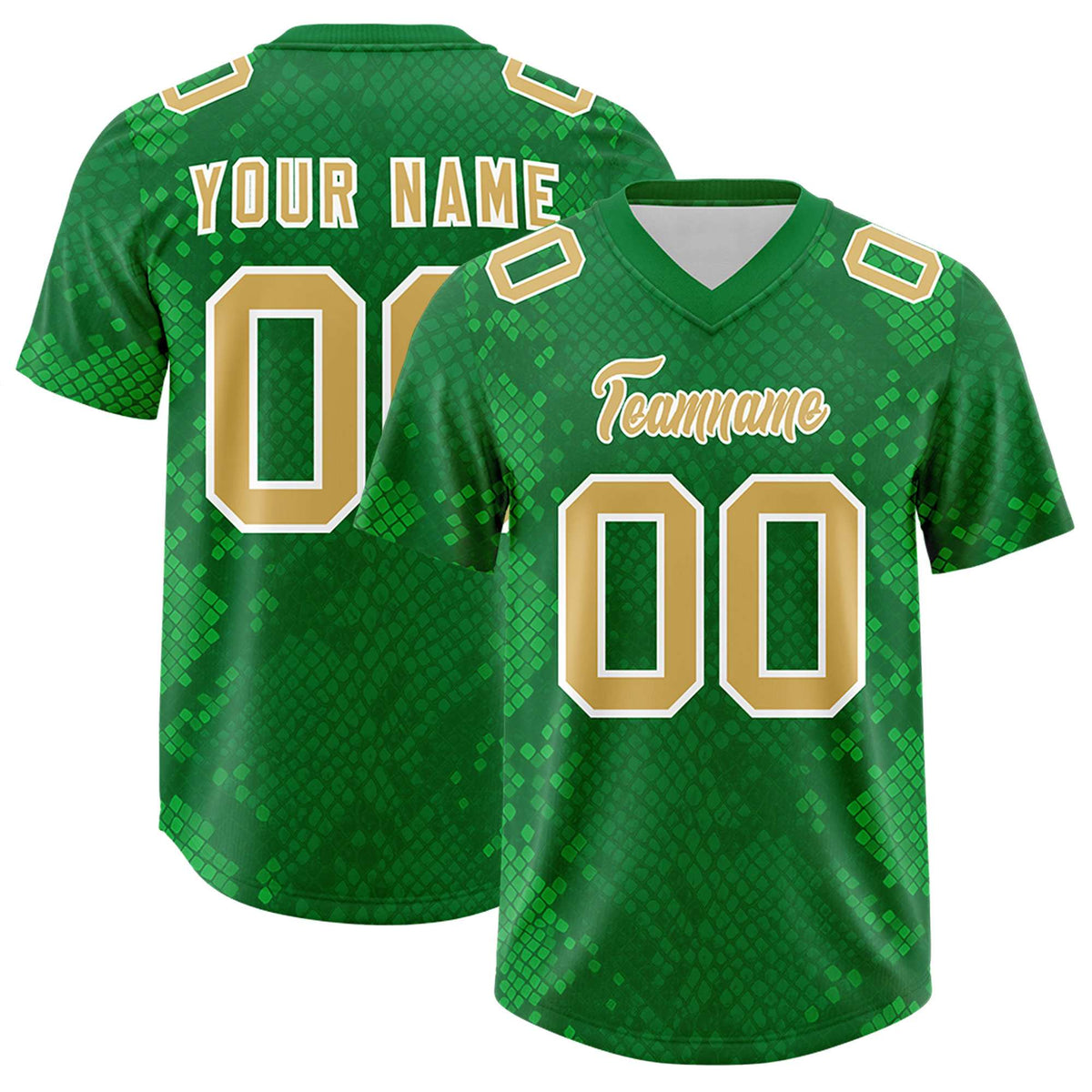 Custom Kelly Green Personalized Snakeskin Graffiti Pattern Authentic American Football Jersey
