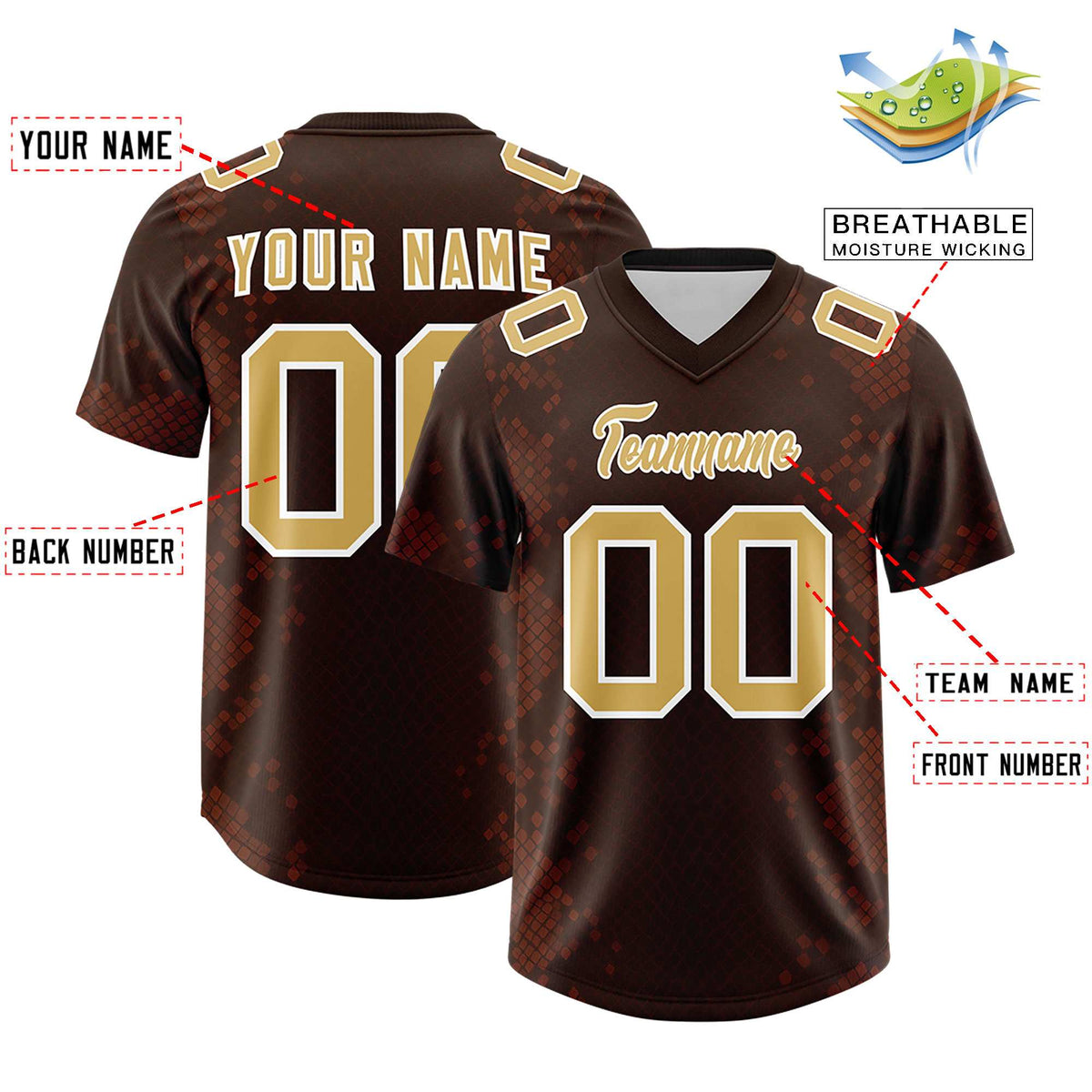 Custom Brown Personalized Snakeskin Graffiti Pattern Authentic American Football Jersey
