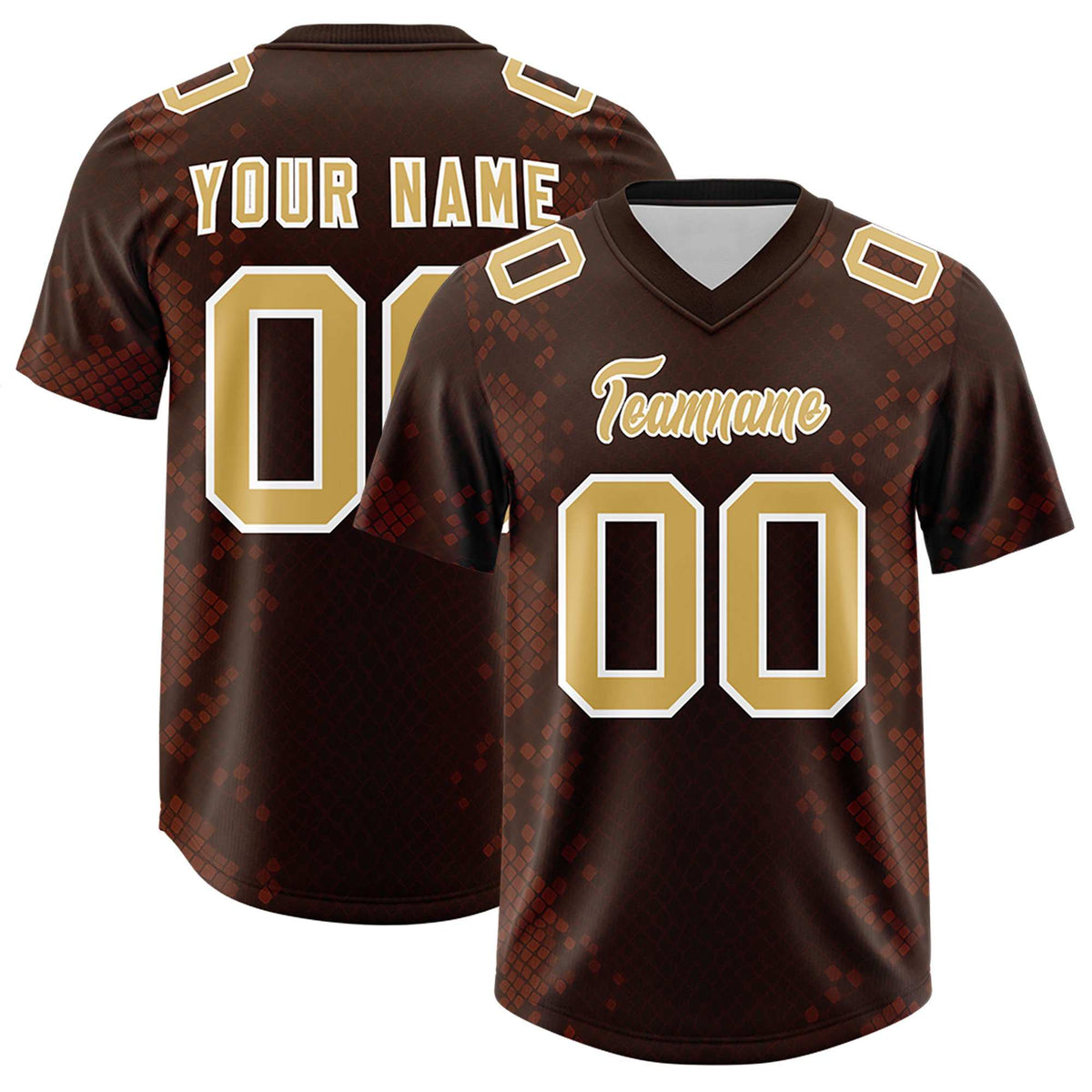 Custom Brown Personalized Snakeskin Graffiti Pattern Authentic American Football Jersey