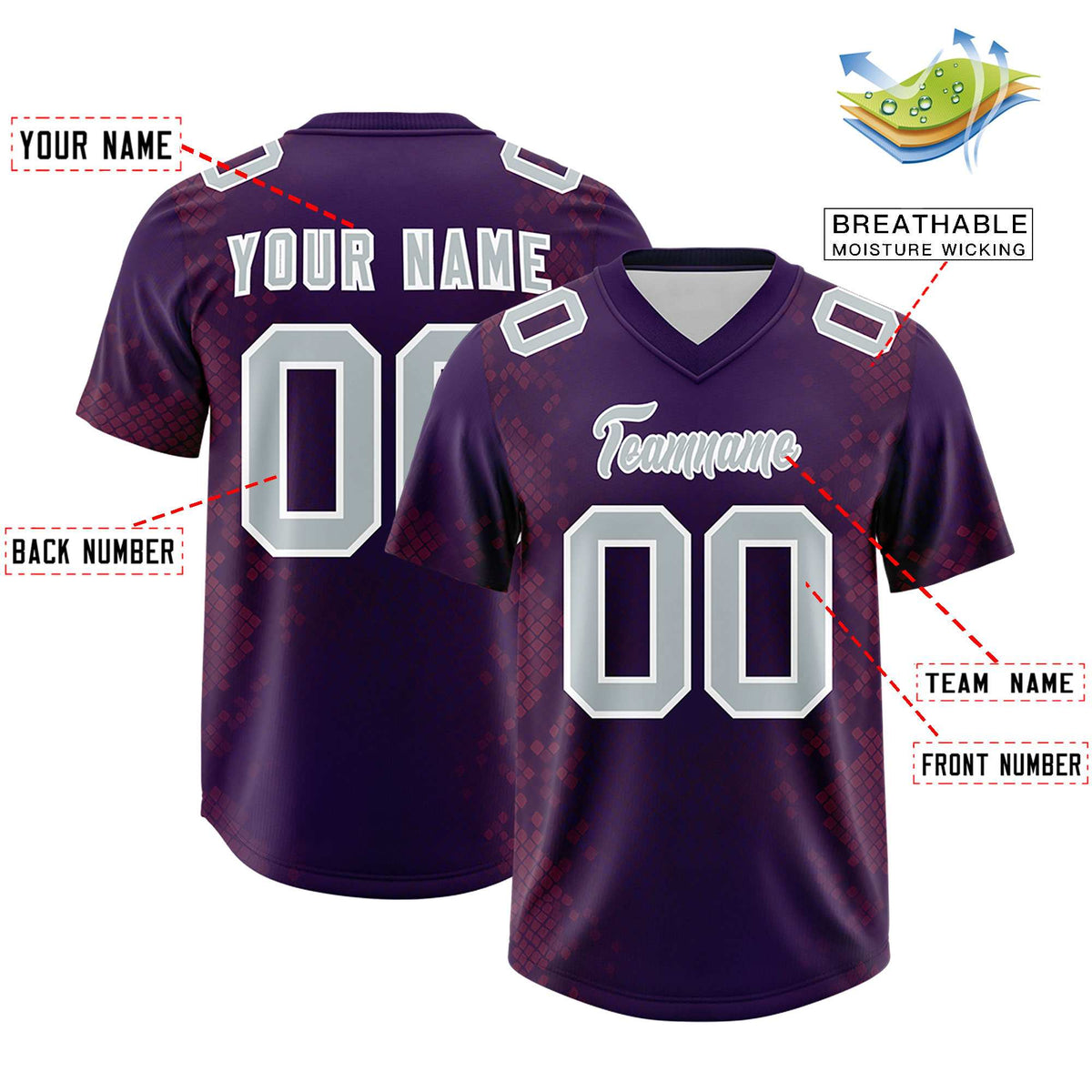 Custom Purple Personalized Snakeskin Graffiti Pattern Authentic American Football Jersey