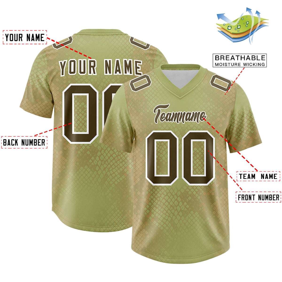 Custom Champagne Personalized Snakeskin Graffiti Pattern Authentic American Football Jersey