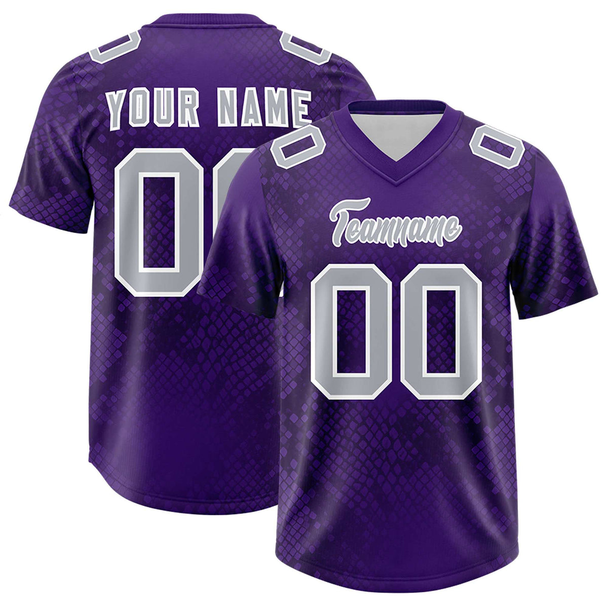 Custom Purple Personalized Snakeskin Graffiti Pattern Authentic American Football Jersey