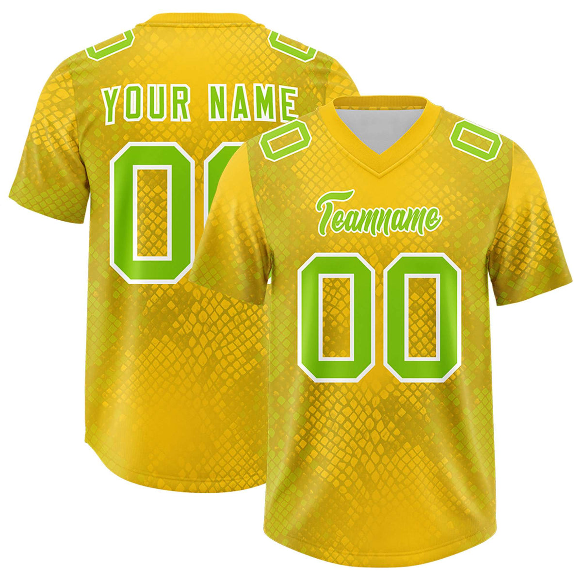 Custom Gold Personalized Snakeskin Graffiti Pattern Authentic American Football Jersey