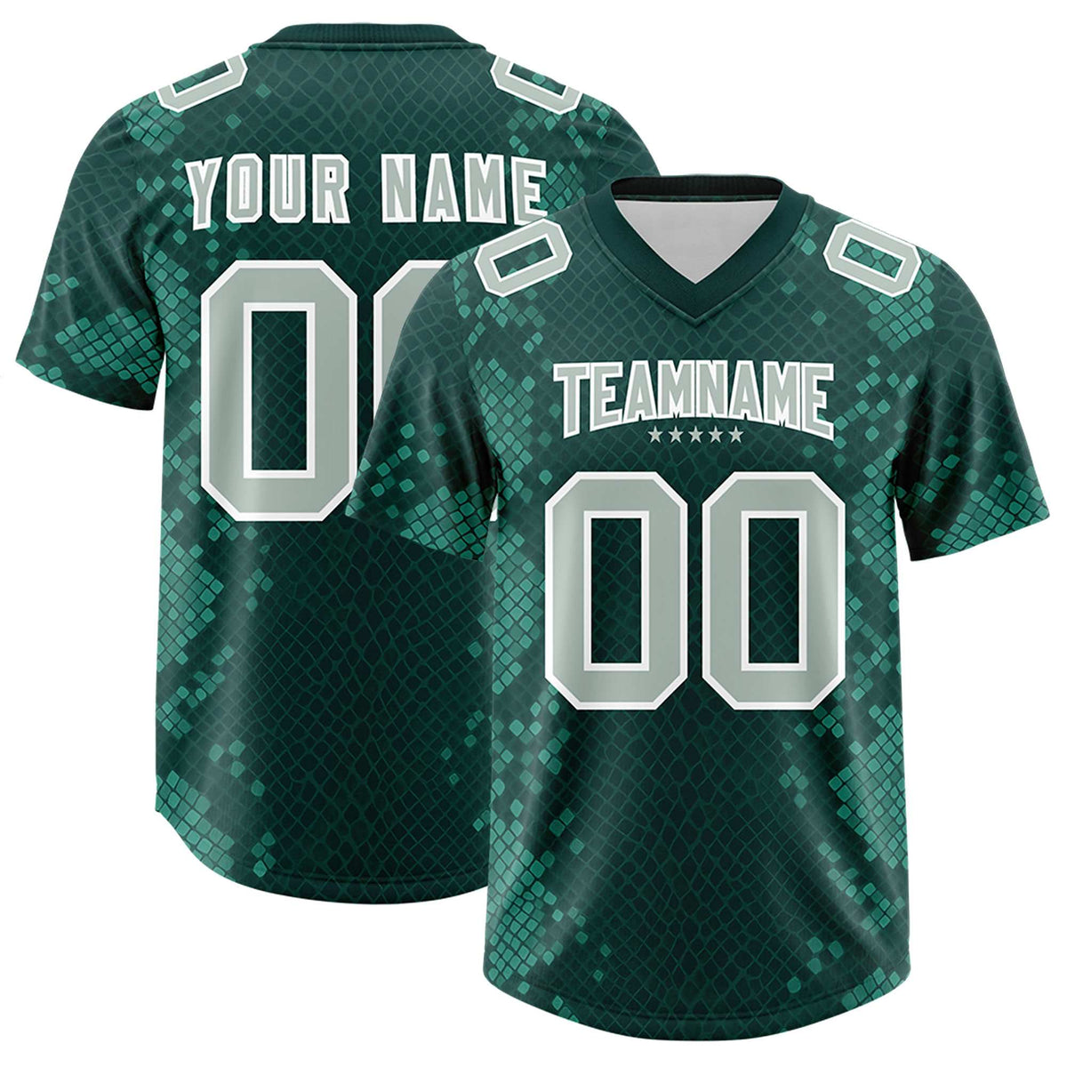 Custom Midnight Green Personalized Snakeskin Graffiti Pattern Authentic American Football Jersey