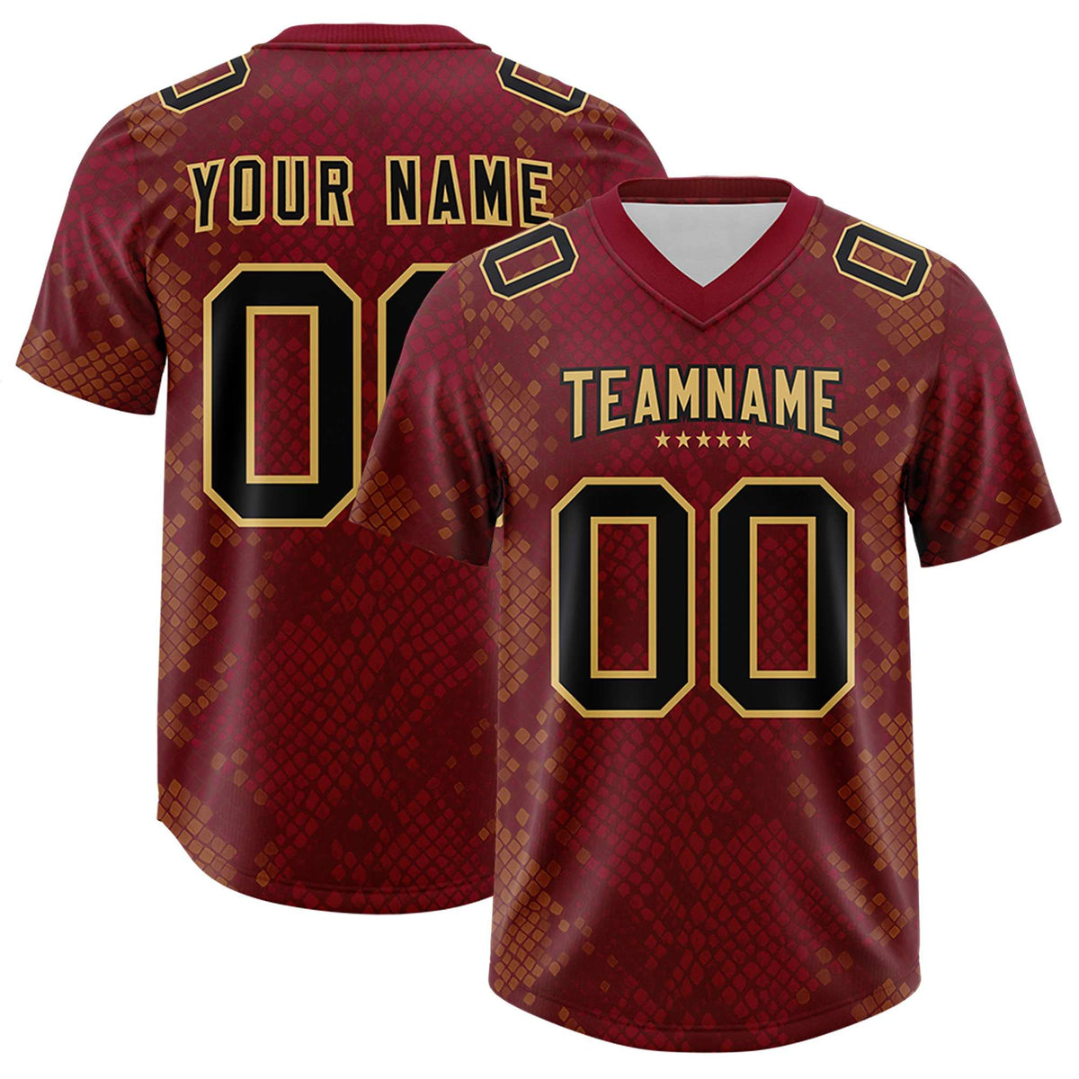 Custom Crimson Personalized Snakeskin Graffiti Pattern Authentic American Football Jersey