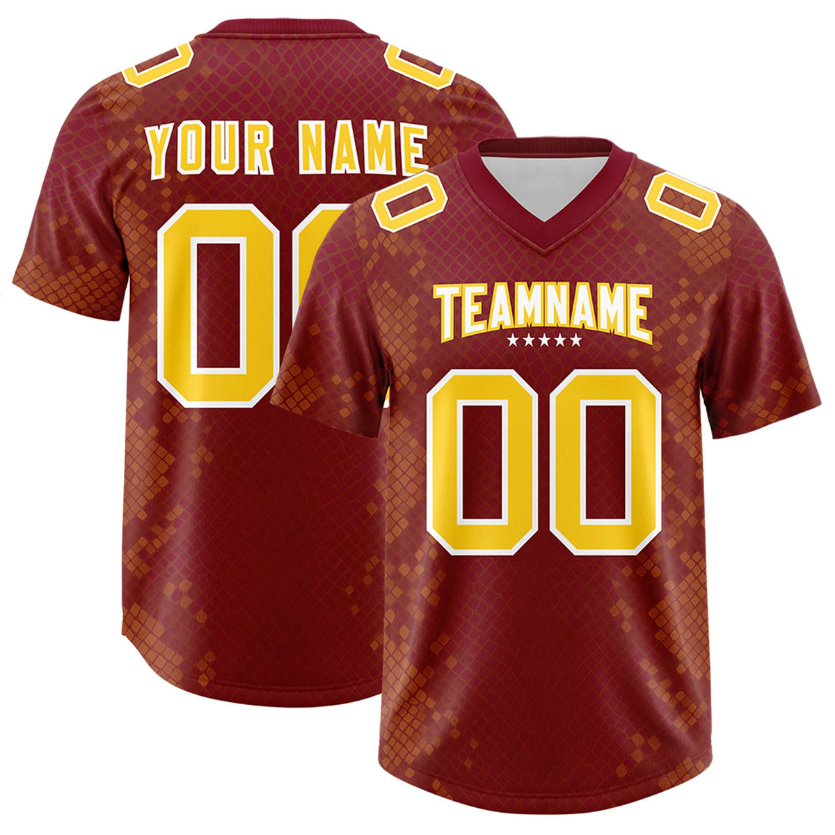 Custom Crimson Personalized Snakeskin Graffiti Pattern Authentic American Football Jersey