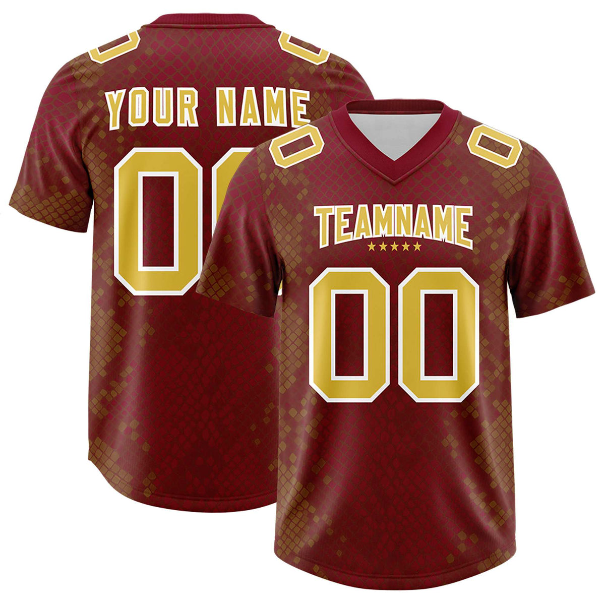 Custom Crimson Personalized Snakeskin Graffiti Pattern Authentic American Football Jersey