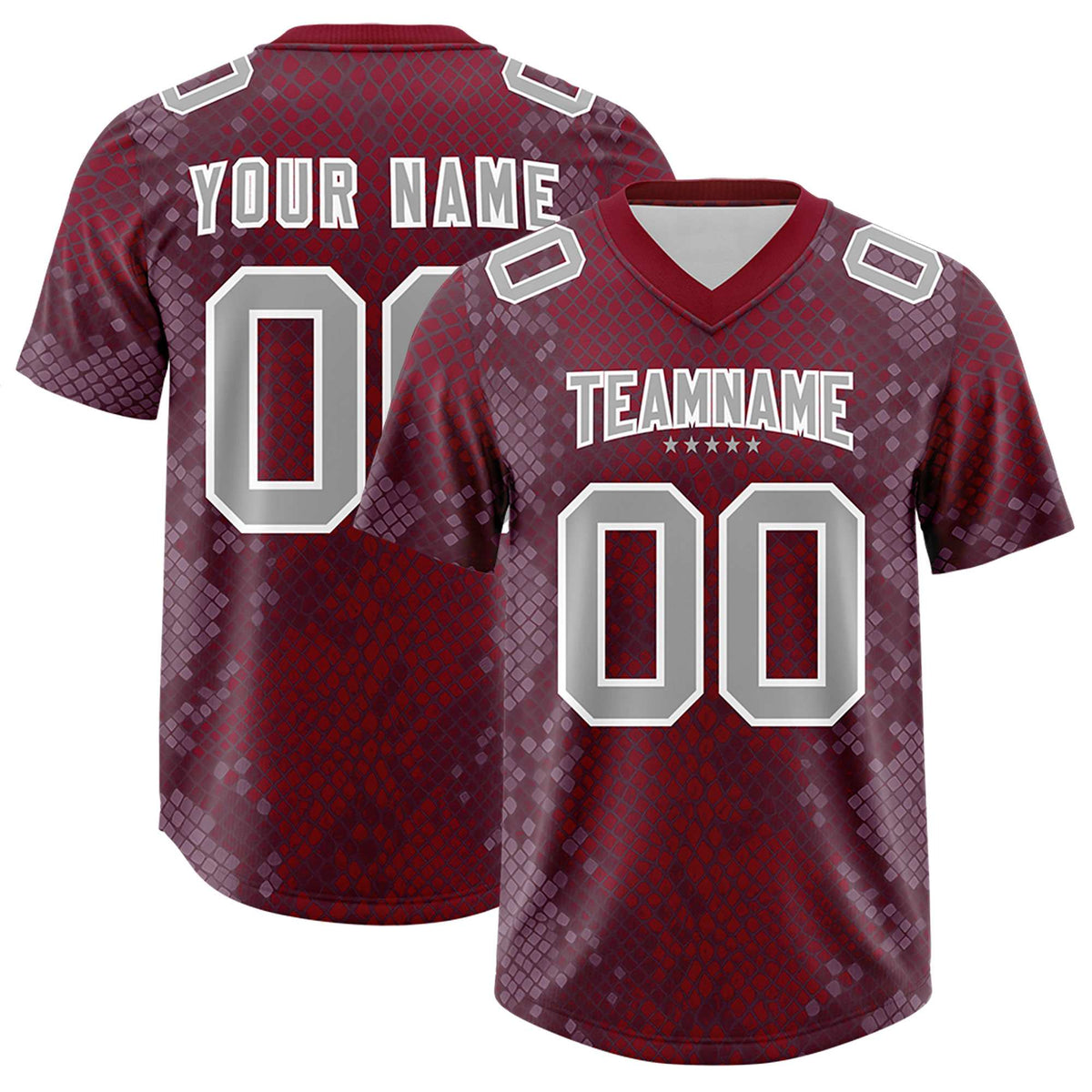 Custom Crimson Personalized Snakeskin Graffiti Pattern Authentic American Football Jersey