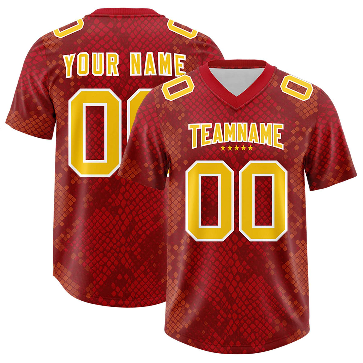 Custom Red Personalized Snakeskin Graffiti Pattern Authentic American Football Jersey