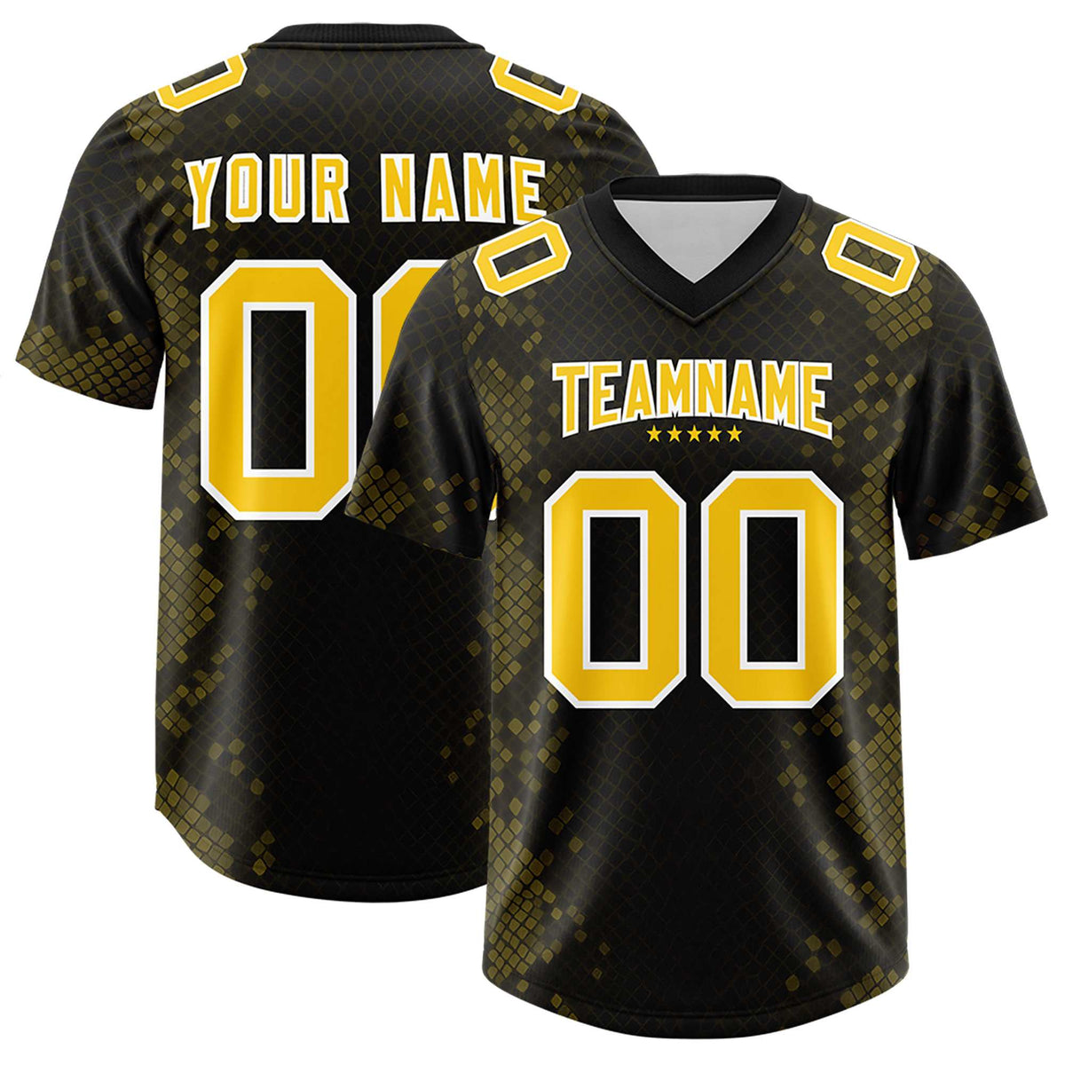 Custom Black Personalized Snakeskin Graffiti Pattern Authentic American Football Jersey