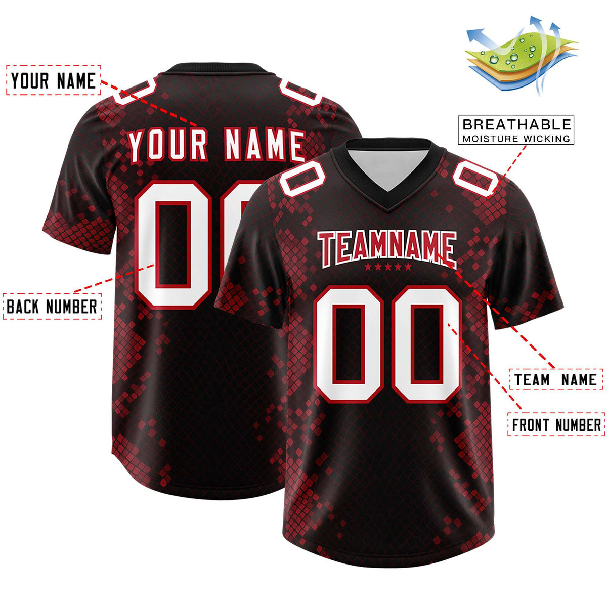 Custom Black Personalized Snakeskin Graffiti Pattern Authentic American Football Jersey