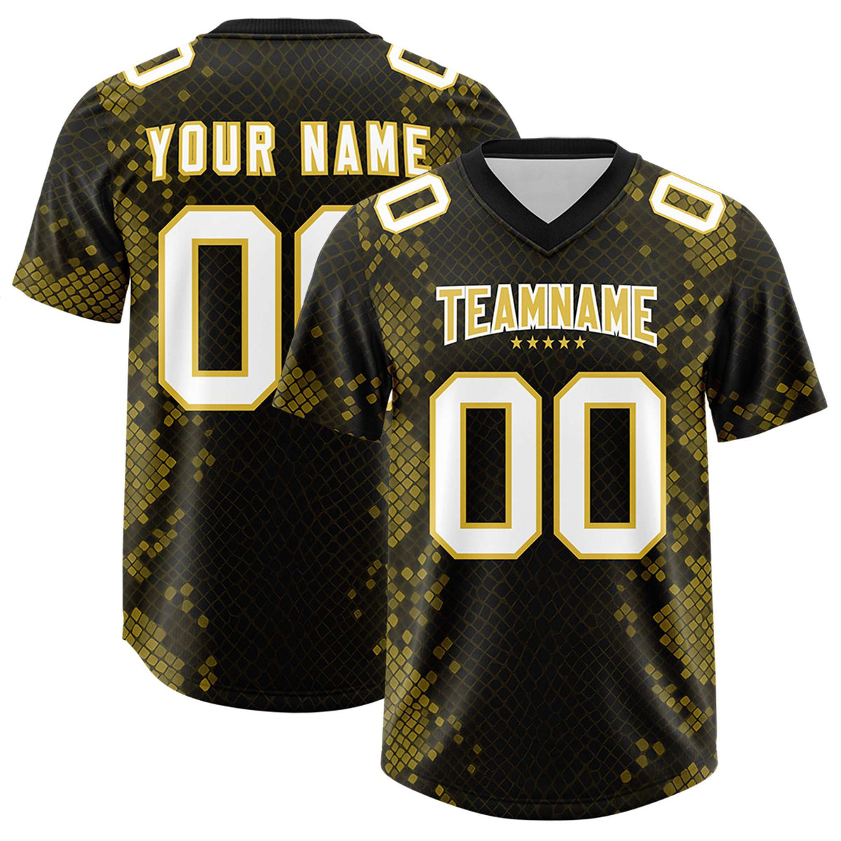 Custom Black Personalized Snakeskin Graffiti Pattern Authentic American Football Jersey