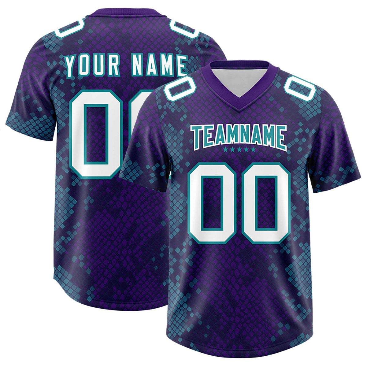 Custom Purple Personalized Snakeskin Graffiti Pattern Authentic American Football Jersey