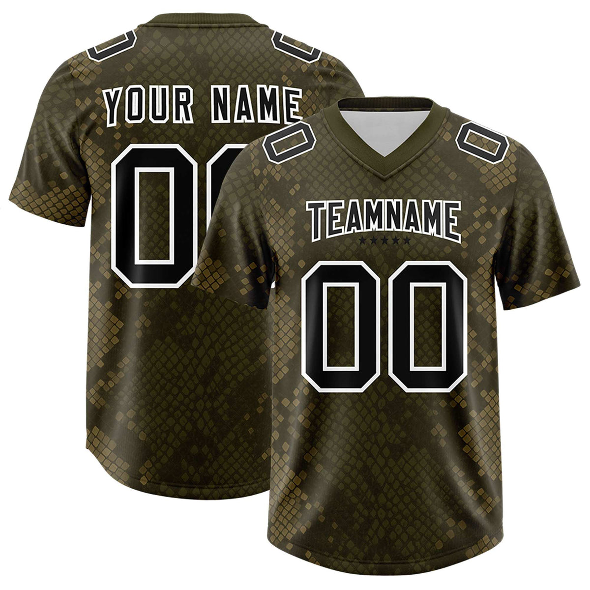Custom Olive Personalized Snakeskin Graffiti Pattern Authentic American Football Jersey