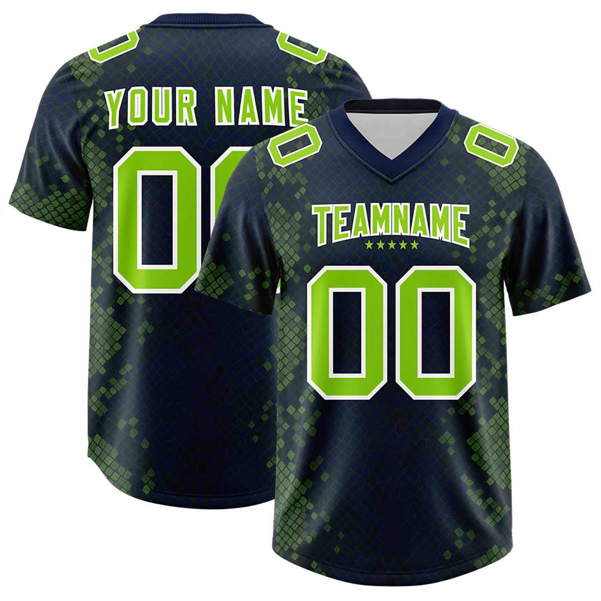 Custom Navy Personalized Snakeskin Graffiti Pattern Authentic American Football Jersey