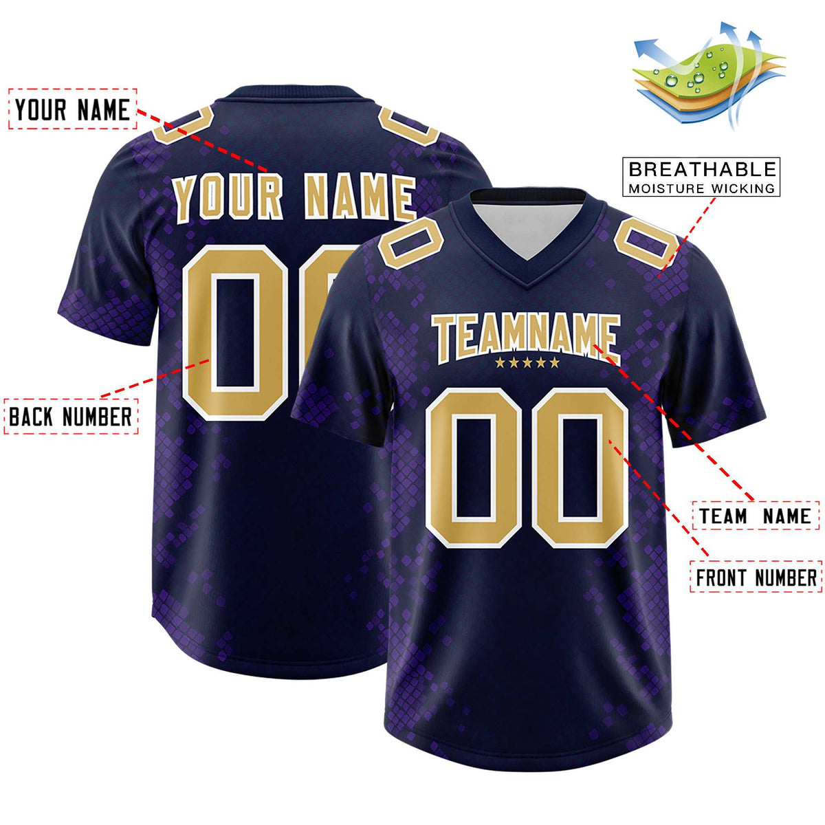 Custom Navy Personalized Snakeskin Graffiti Pattern Authentic American Football Jersey