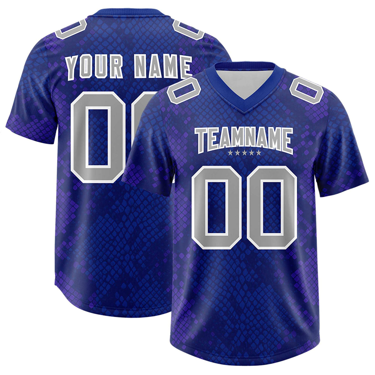 Custom Royal Personalized Snakeskin Graffiti Pattern Authentic American Football Jersey