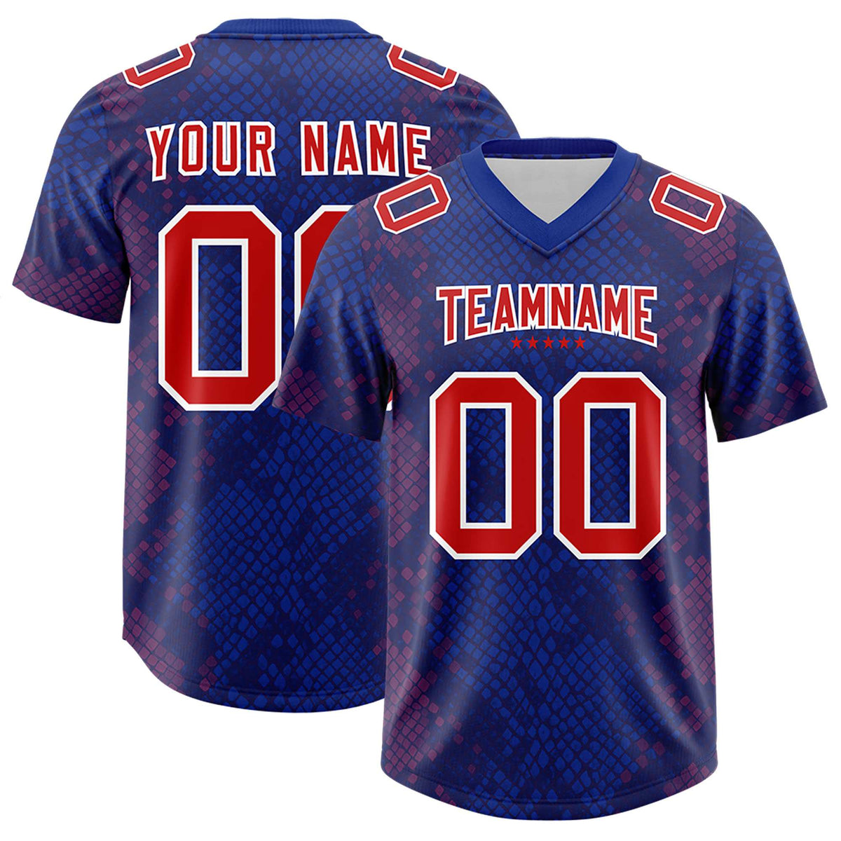 Custom Royal Personalized Snakeskin Graffiti Pattern Authentic American Football Jersey