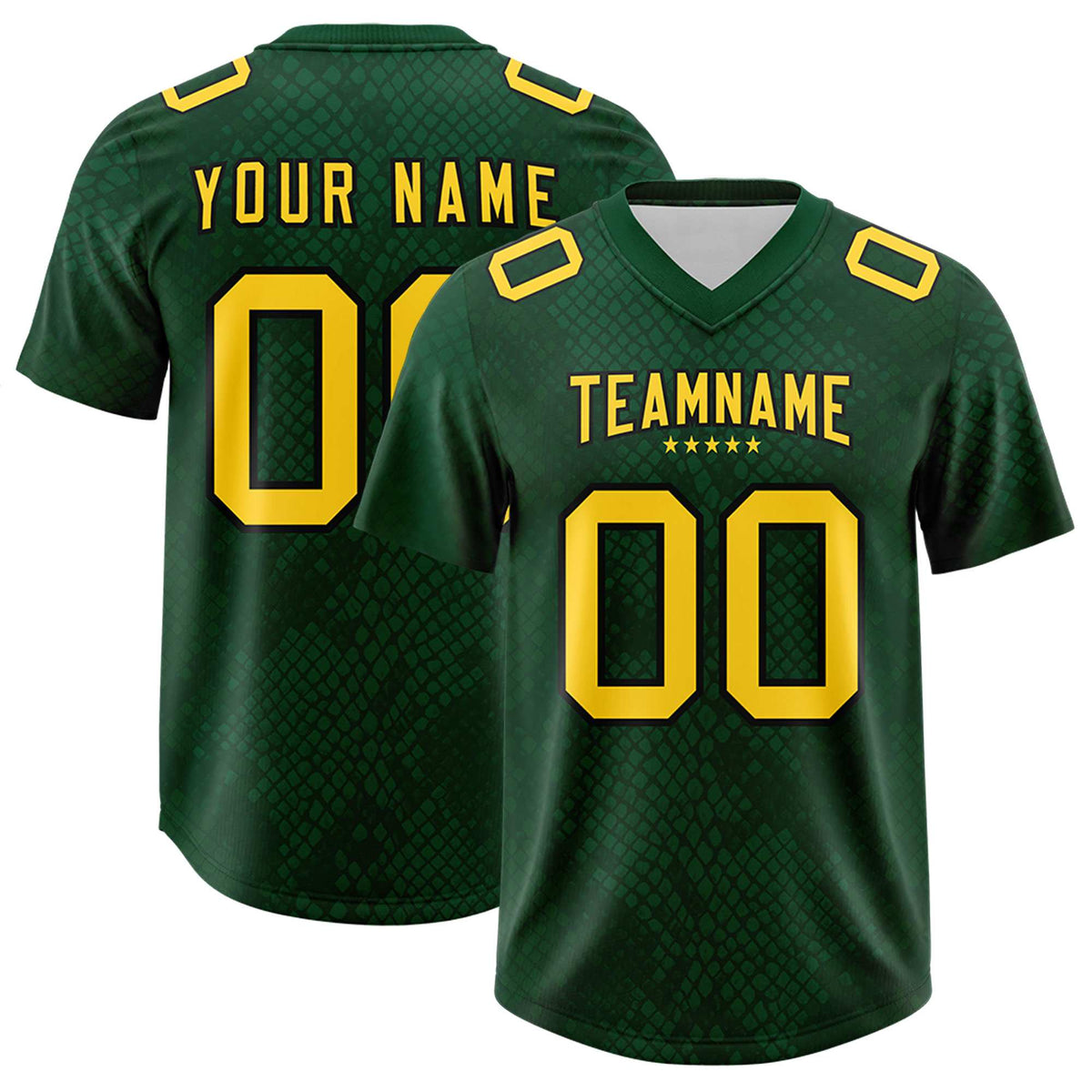 Custom Green Personalized Snakeskin Graffiti Pattern Authentic American Football Jersey