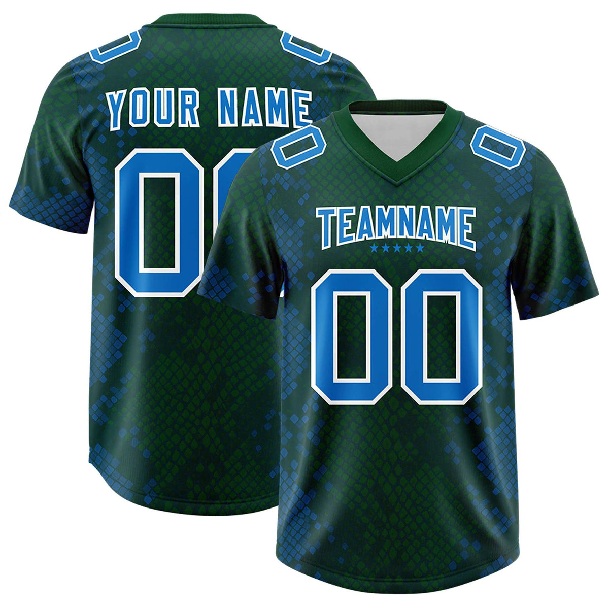 Custom Green Personalized Snakeskin Graffiti Pattern Authentic American Football Jersey