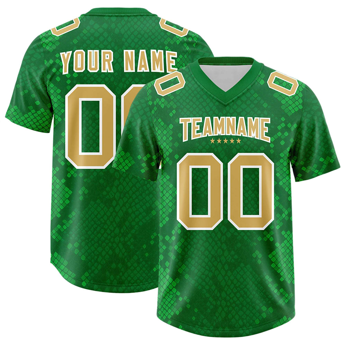 Custom Kelly Green Personalized Snakeskin Graffiti Pattern Authentic American Football Jersey