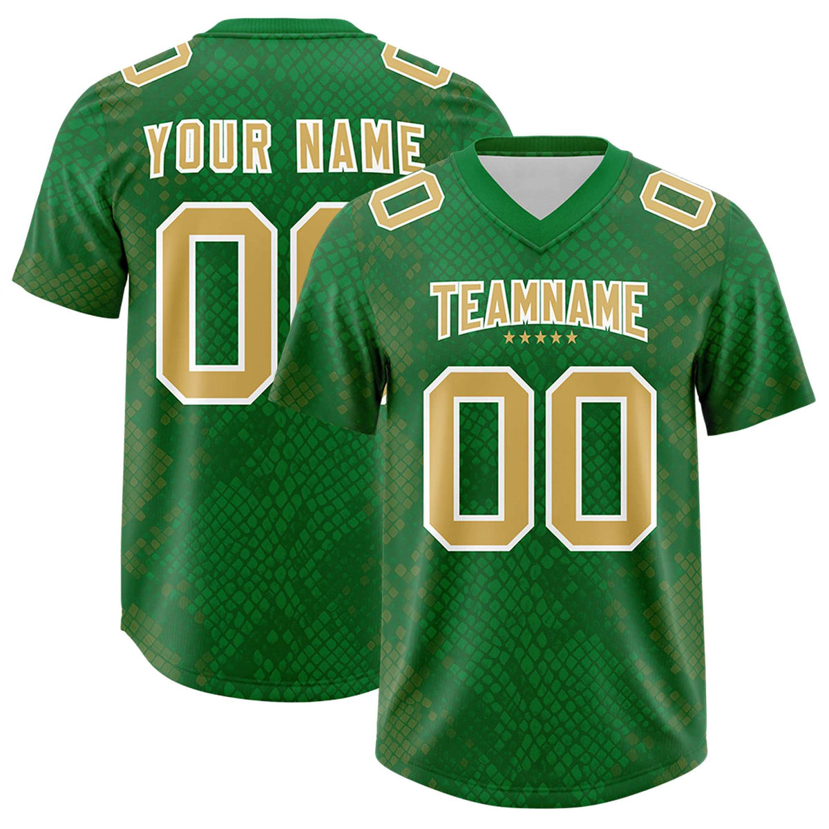 Custom Kelly Green Personalized Snakeskin Graffiti Pattern Authentic American Football Jersey