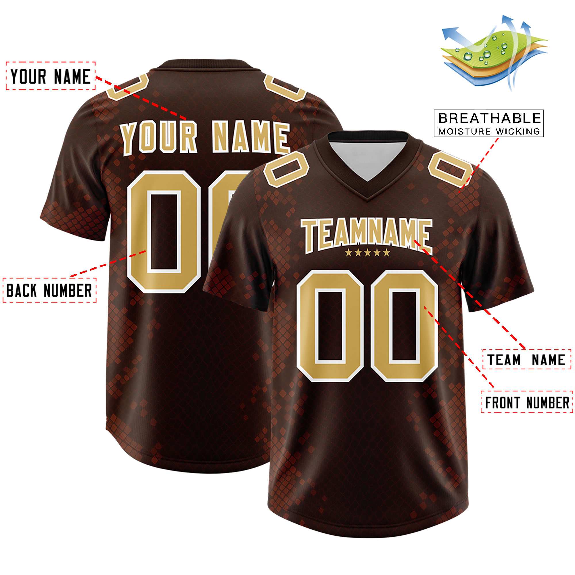 Custom Brown Personalized Snakeskin Graffiti Pattern Authentic American Football Jersey