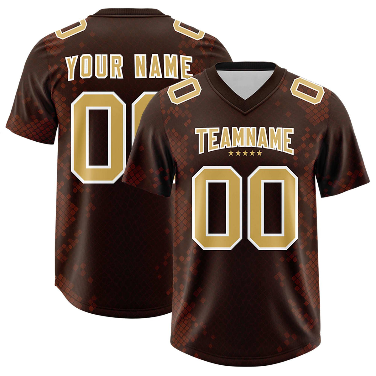 Custom Brown Personalized Snakeskin Graffiti Pattern Authentic American Football Jersey
