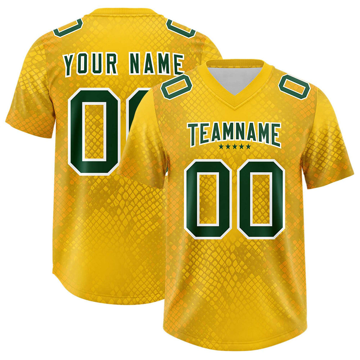 Custom Gold Personalized Snakeskin Graffiti Pattern Authentic American Football Jersey
