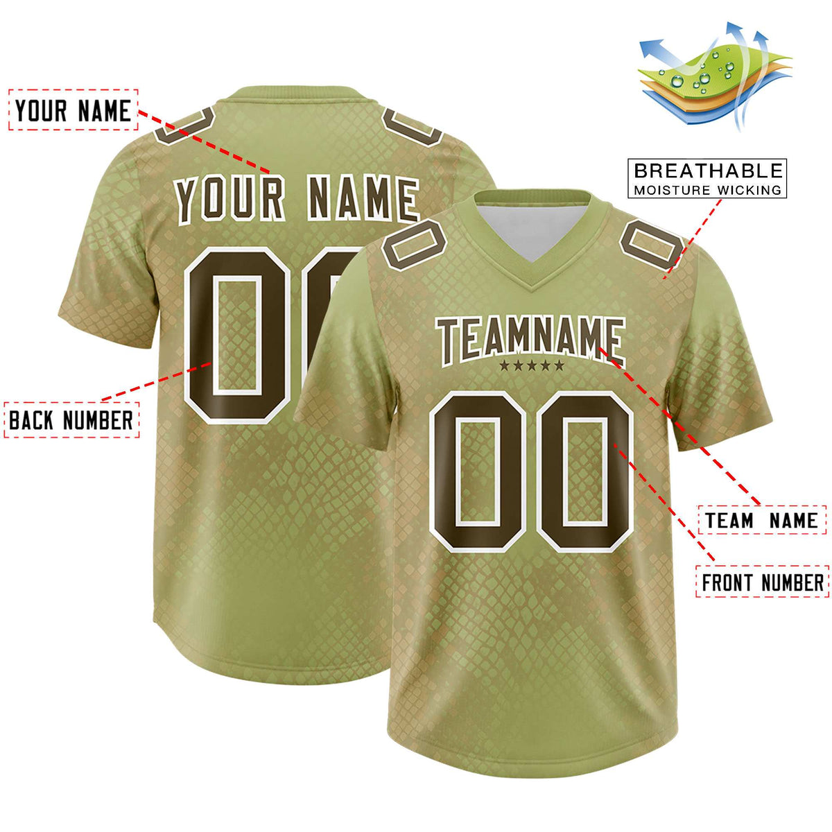 Custom Champagne Personalized Snakeskin Graffiti Pattern Authentic American Football Jersey