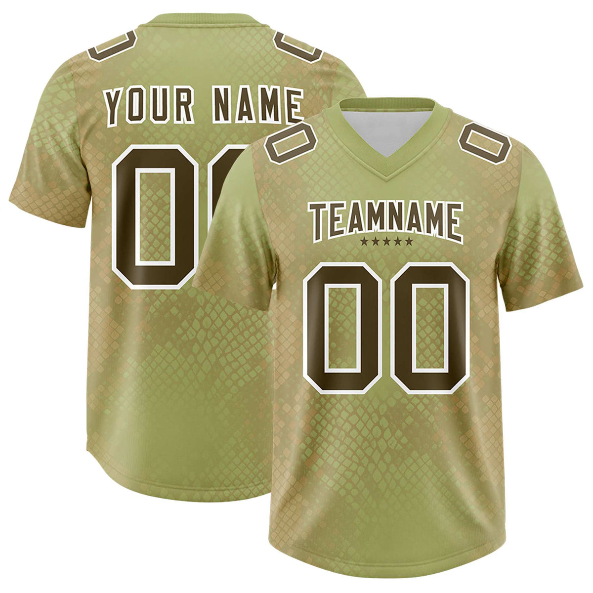 Custom Champagne Personalized Snakeskin Graffiti Pattern Authentic American Football Jersey