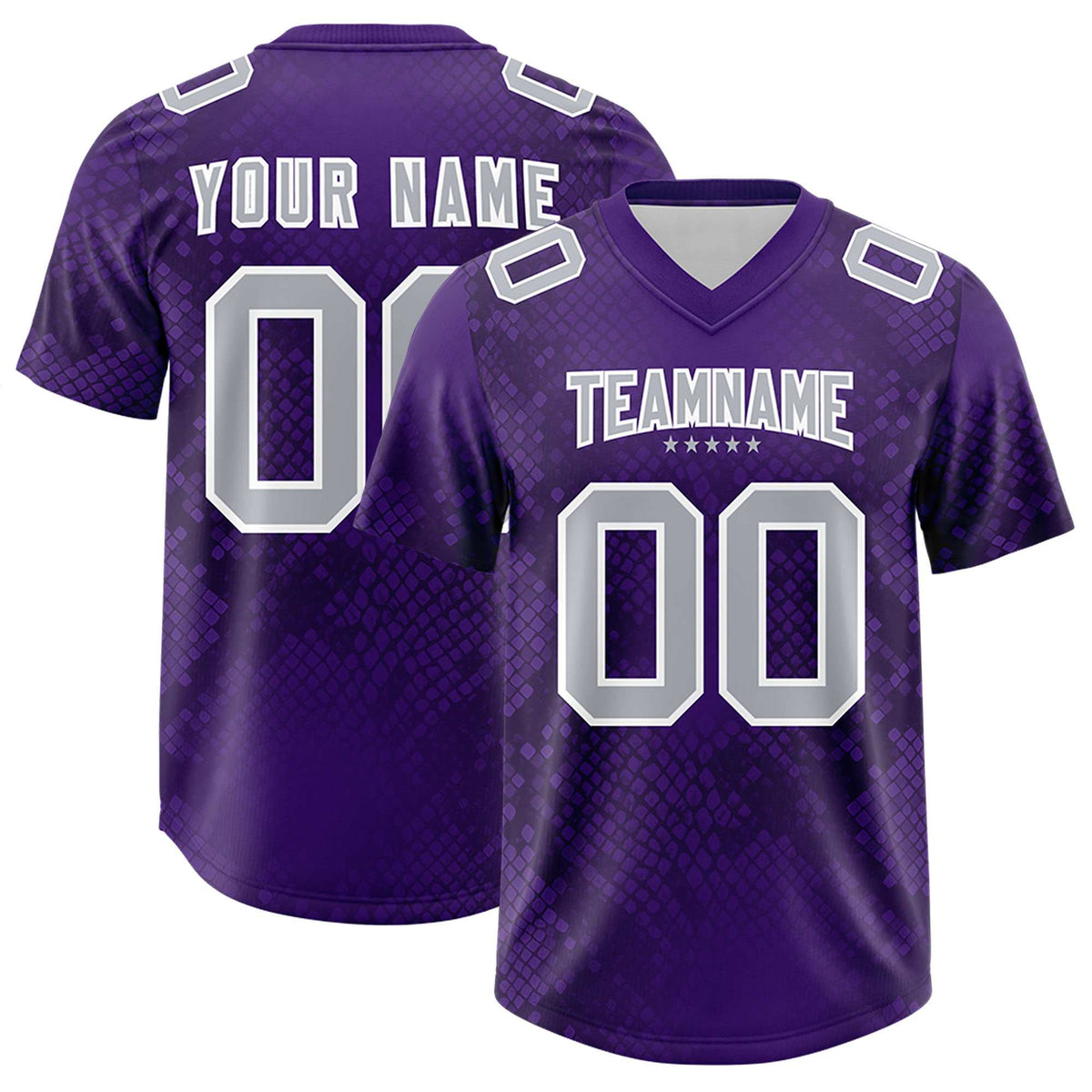 Custom Purple Personalized Snakeskin Graffiti Pattern Authentic American Football Jersey
