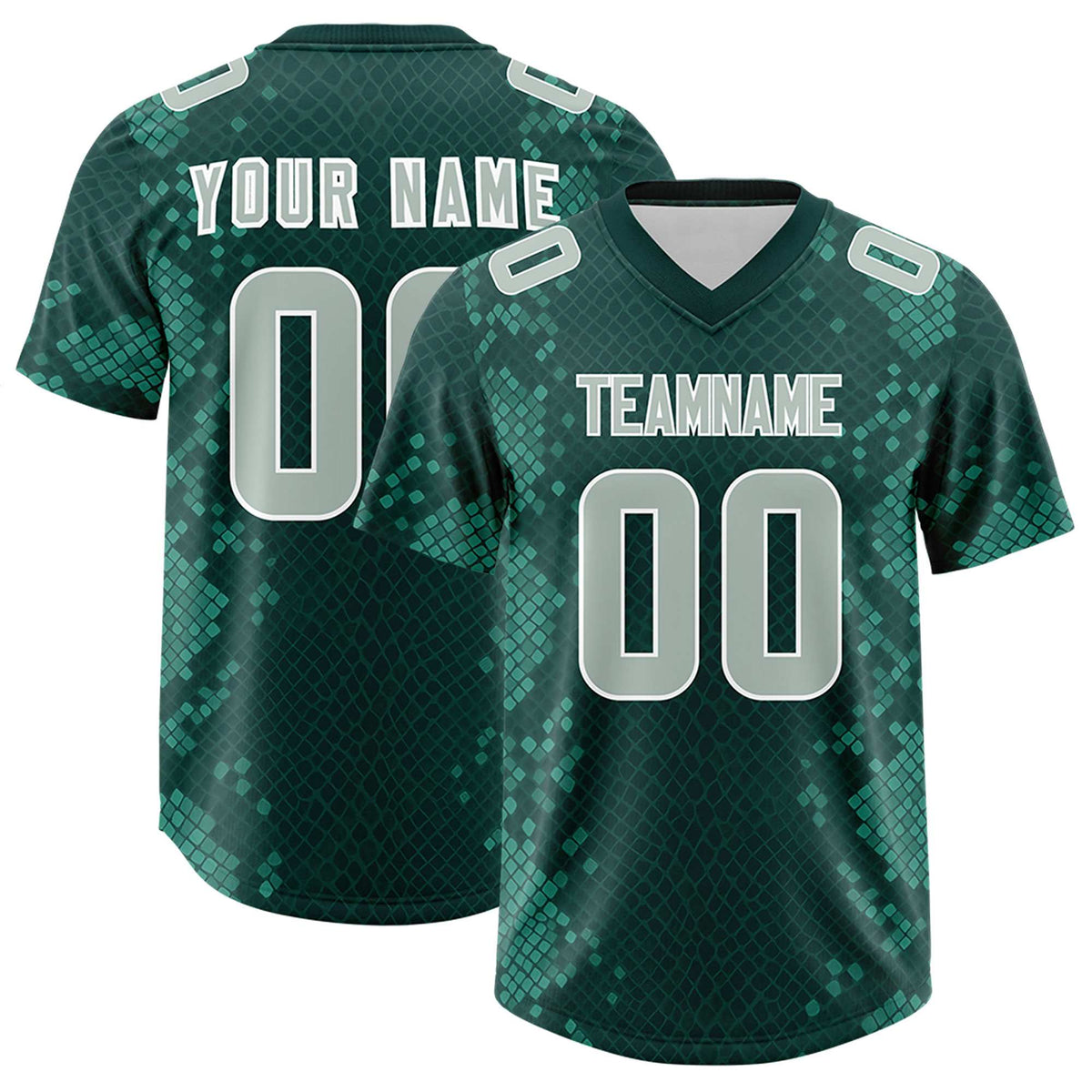 Custom Midnight Green Personalized Snakeskin Graffiti Pattern Authentic American Football Jersey