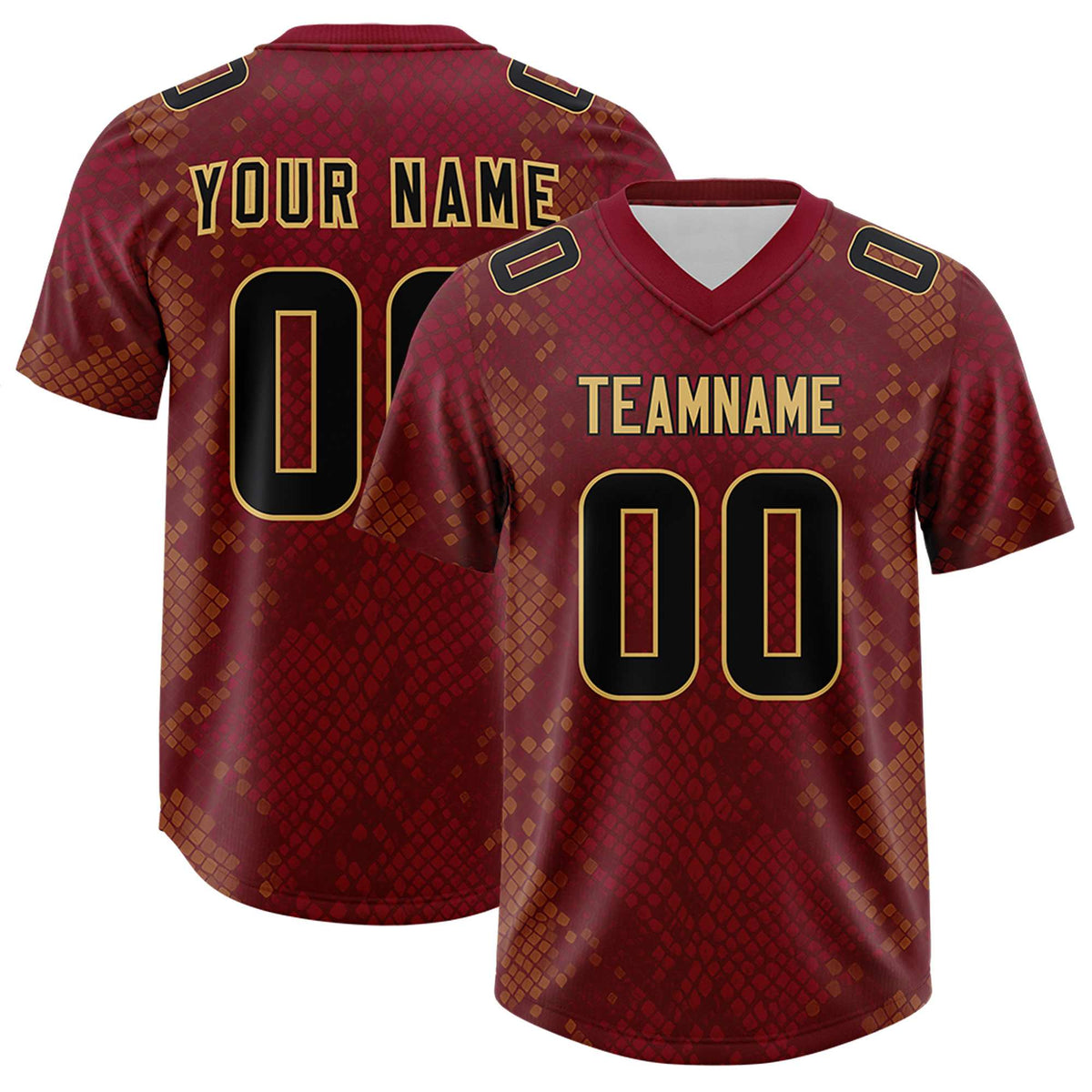 Custom Crimson Personalized Snakeskin Graffiti Pattern Authentic American Football Jersey
