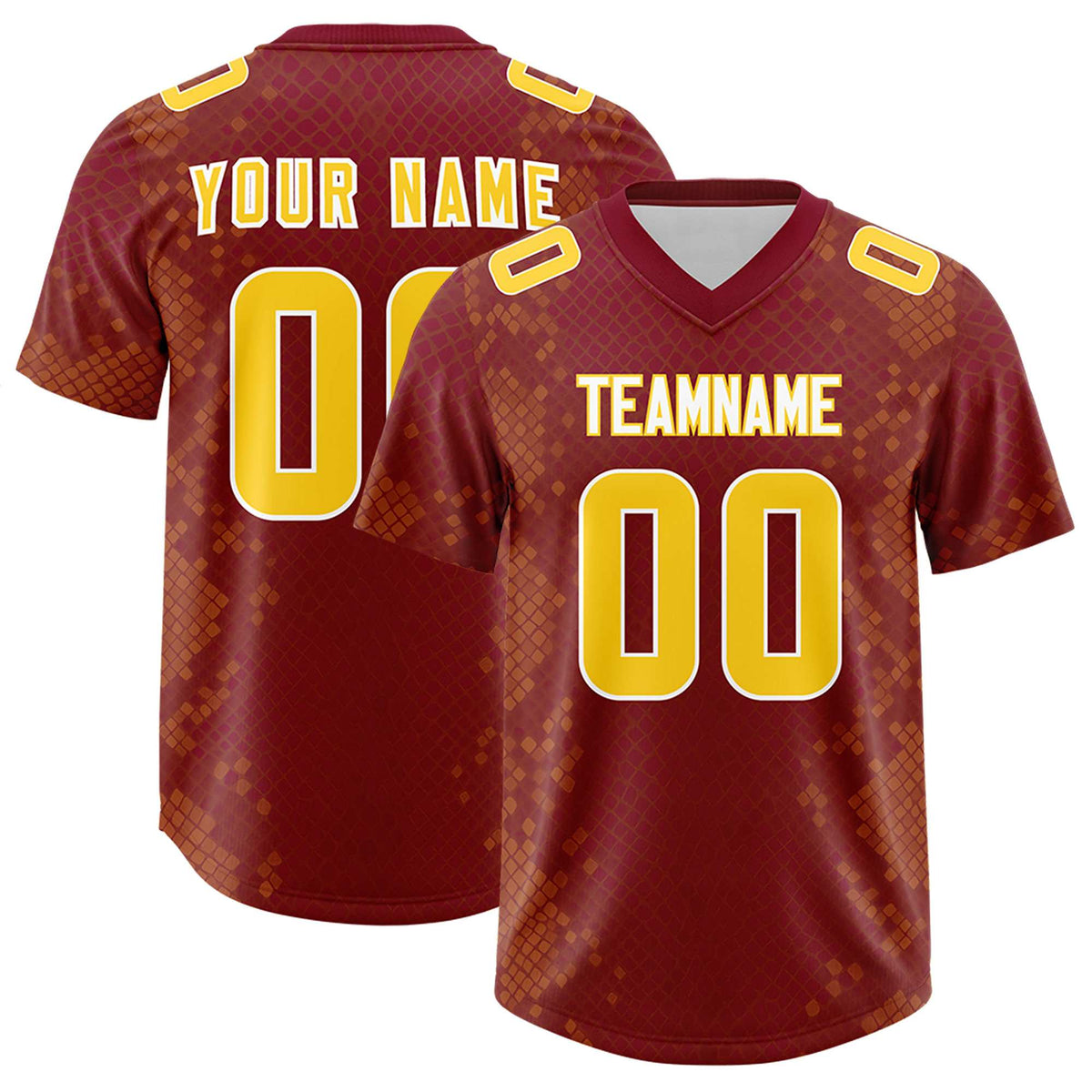 Custom Crimson Personalized Snakeskin Graffiti Pattern Authentic American Football Jersey