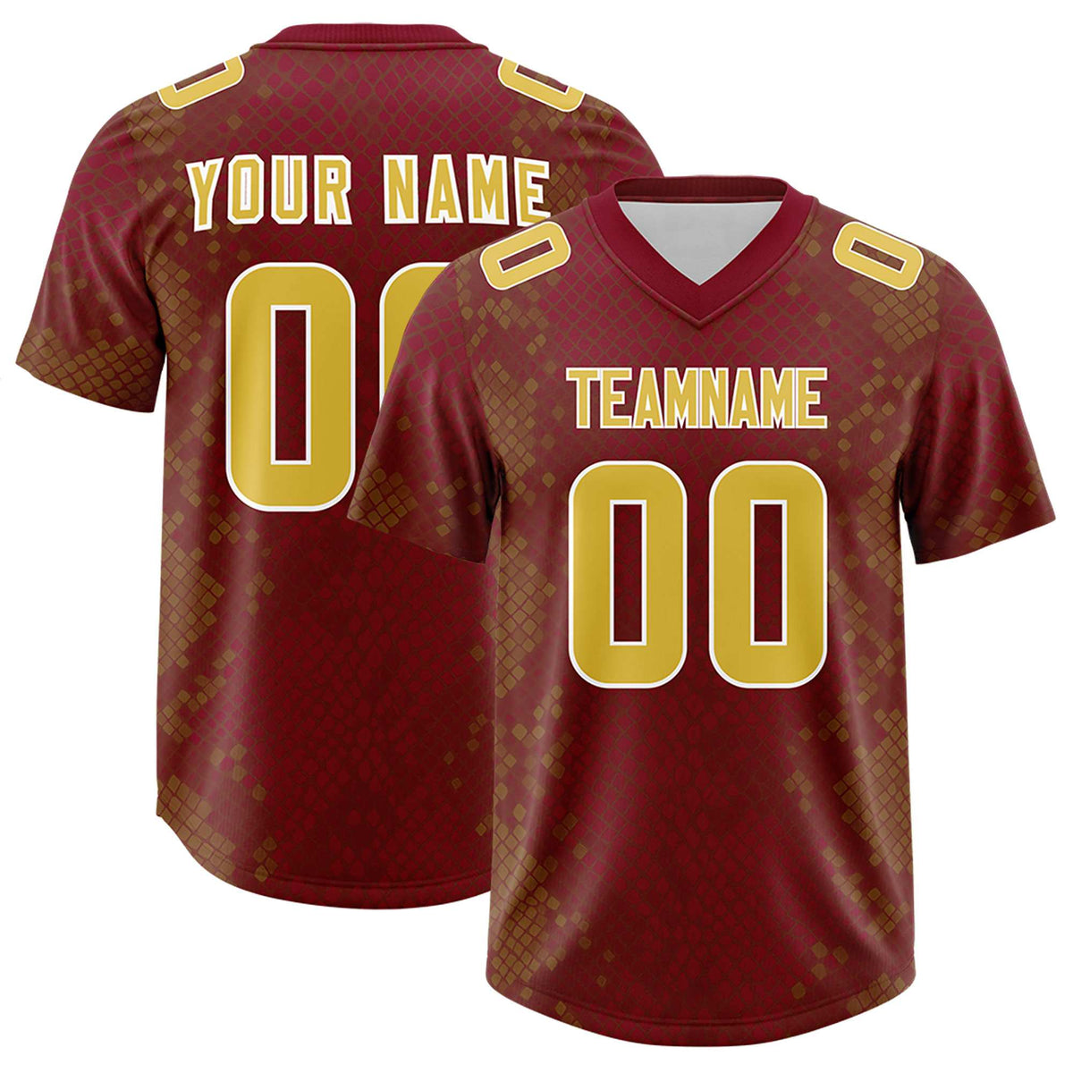 Custom Crimson Personalized Snakeskin Graffiti Pattern Authentic American Football Jersey