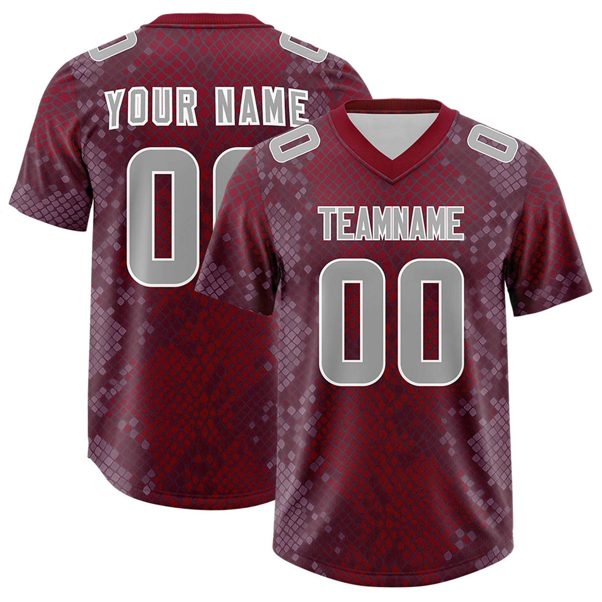 Custom Crimson Personalized Snakeskin Graffiti Pattern Authentic American Football Jersey