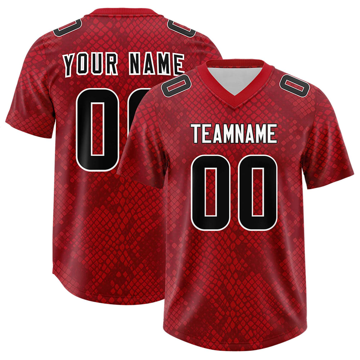 Custom Red Personalized Snakeskin Graffiti Pattern Authentic American Football Jersey