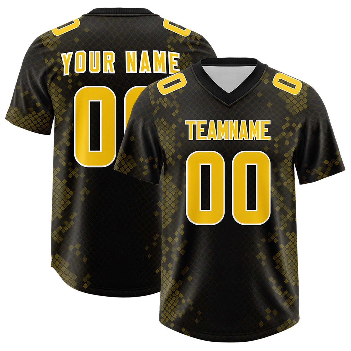 Custom Black Personalized Snakeskin Graffiti Pattern Authentic American Football Jersey