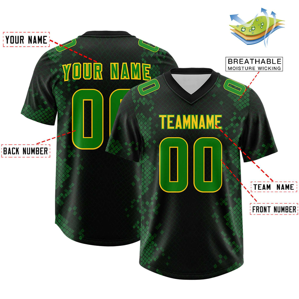 Custom Black Personalized Snakeskin Graffiti Pattern Authentic American Football Jersey