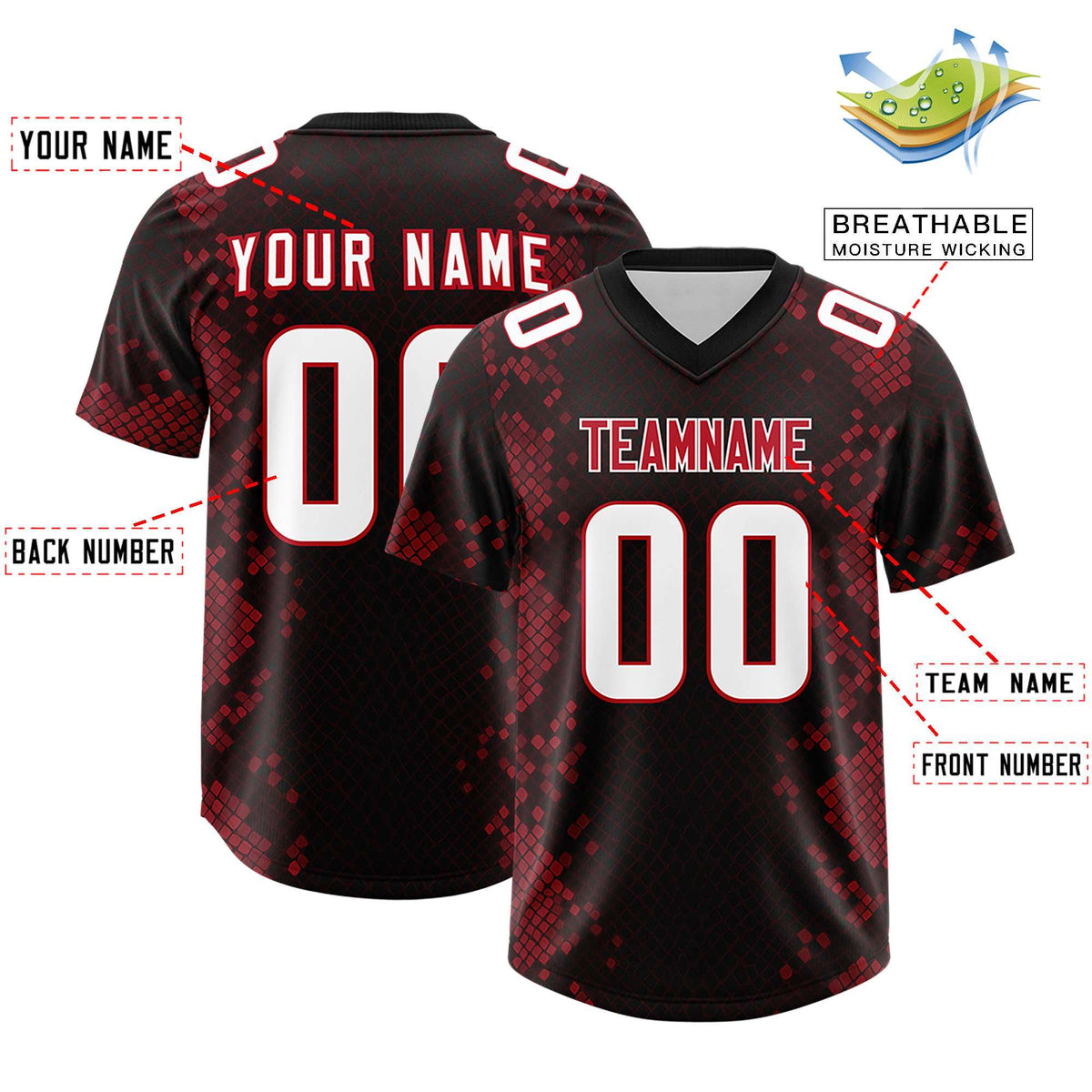Custom Black Personalized Snakeskin Graffiti Pattern Authentic American Football Jersey