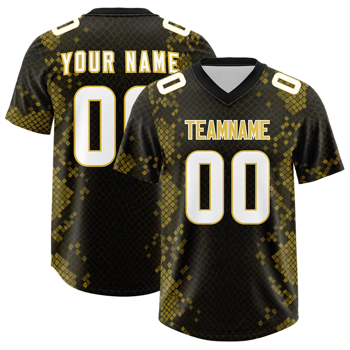 Custom Black Personalized Snakeskin Graffiti Pattern Authentic American Football Jersey