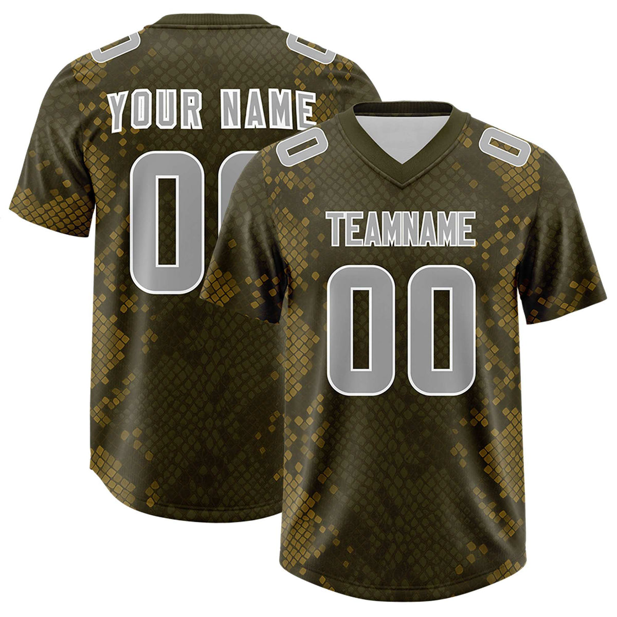 Custom Olive Personalized Snakeskin Graffiti Pattern Authentic American Football Jersey