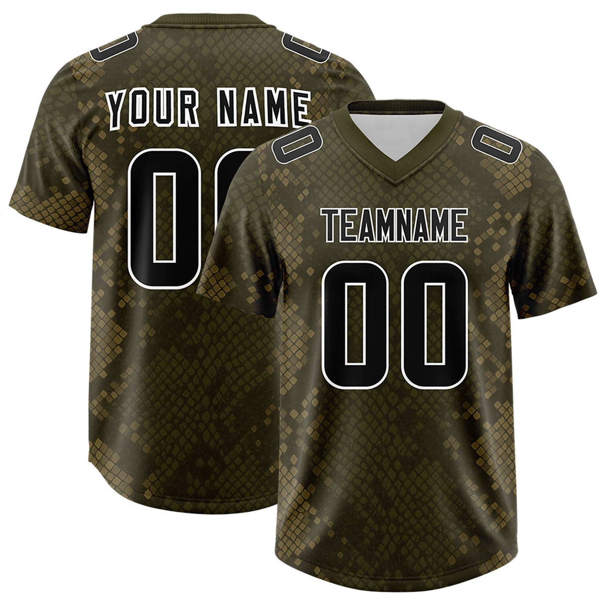 Custom Olive Personalized Snakeskin Graffiti Pattern Authentic American Football Jersey