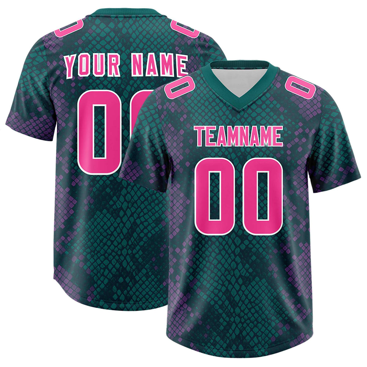 Custom Aqua Personalized Snakeskin Graffiti Pattern Authentic American Football Jersey