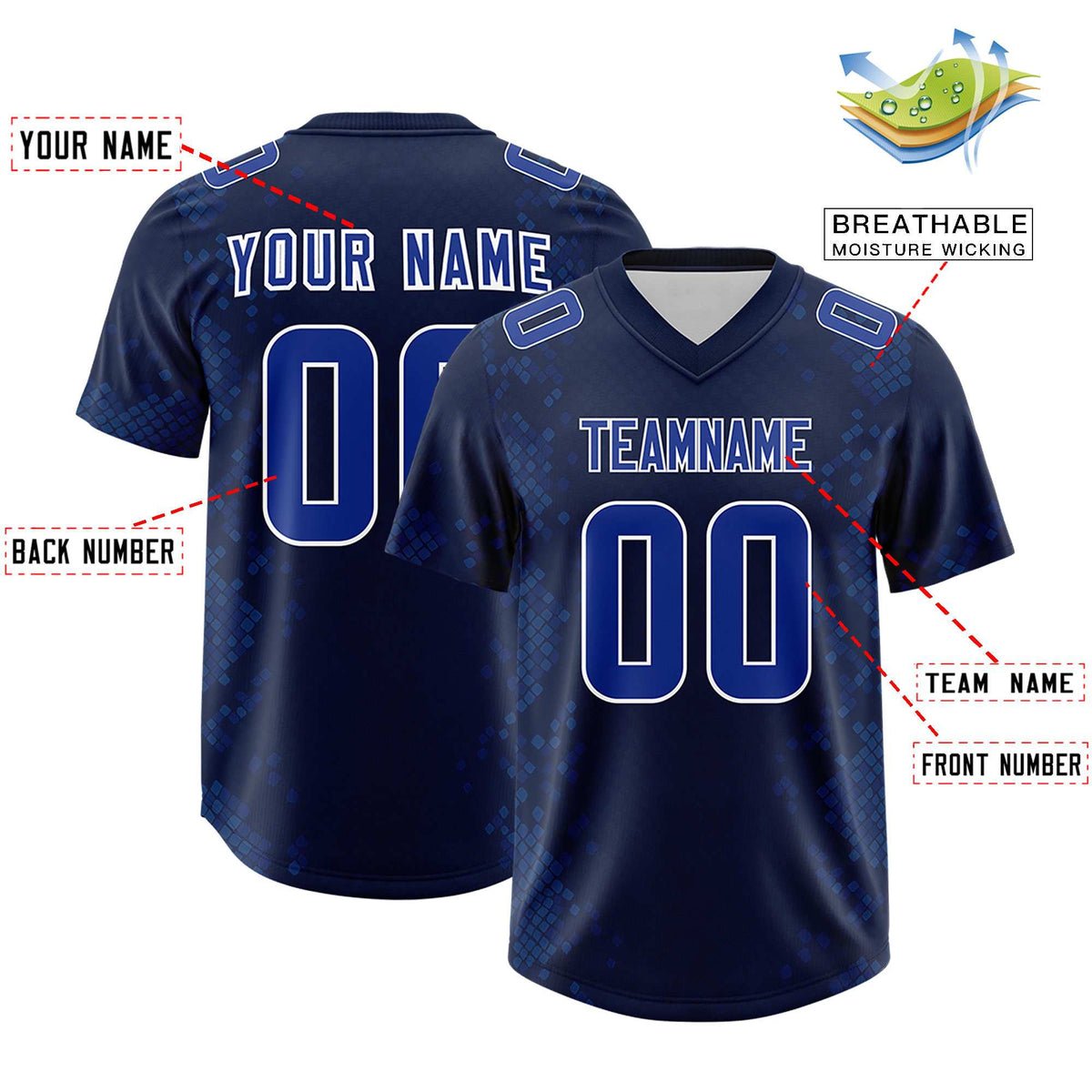 Custom Navy Personalized Snakeskin Graffiti Pattern Authentic American Football Jersey
