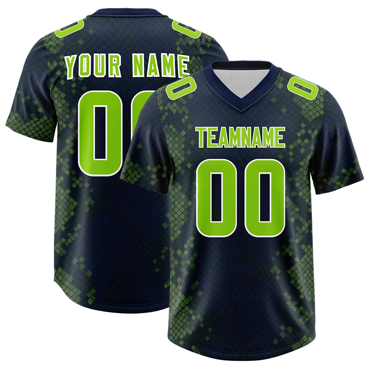Custom Navy Personalized Snakeskin Graffiti Pattern Authentic American Football Jersey
