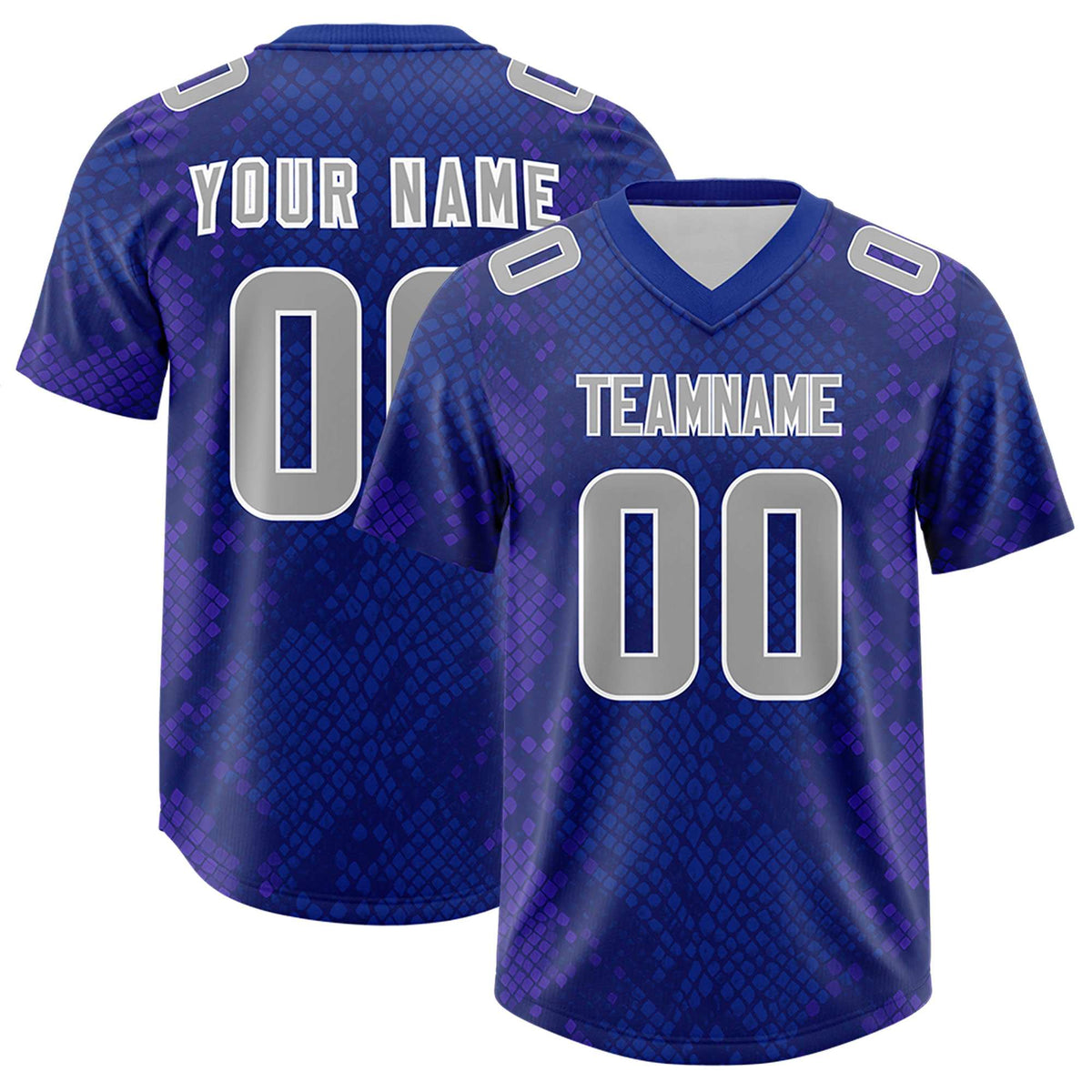 Custom Royal Personalized Snakeskin Graffiti Pattern Authentic American Football Jersey