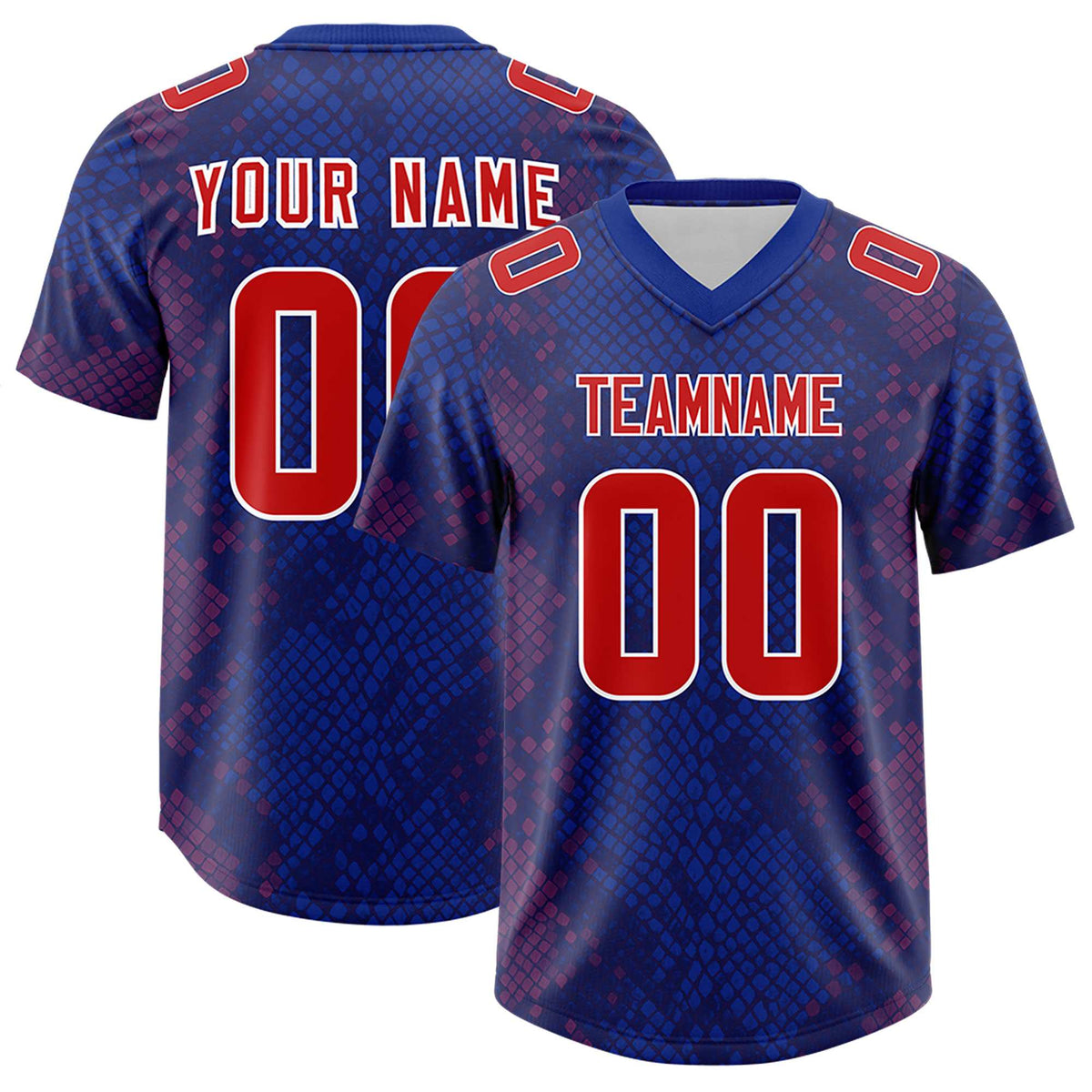 Custom Royal Personalized Snakeskin Graffiti Pattern Authentic American Football Jersey