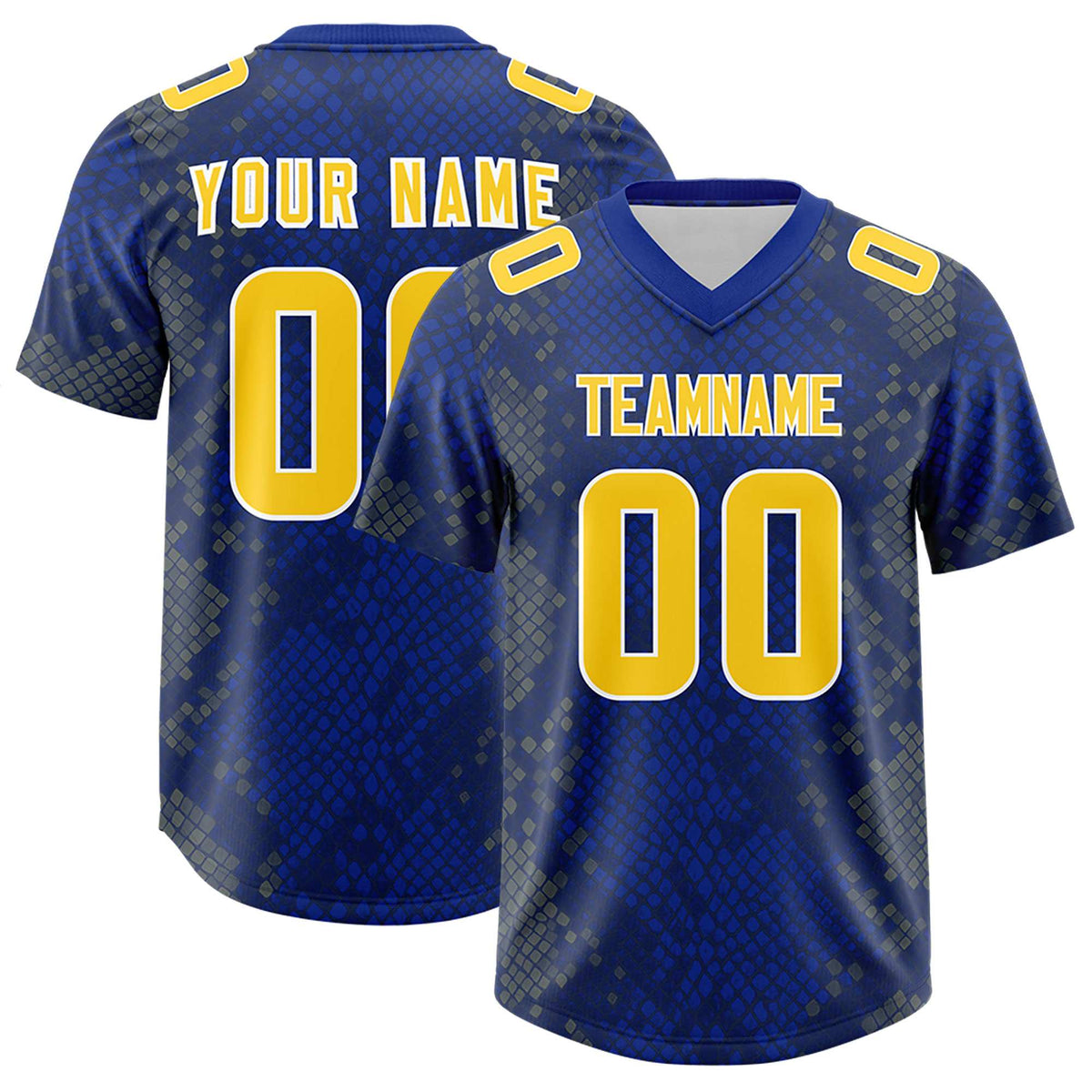 Custom Royal Personalized Snakeskin Graffiti Pattern Authentic American Football Jersey